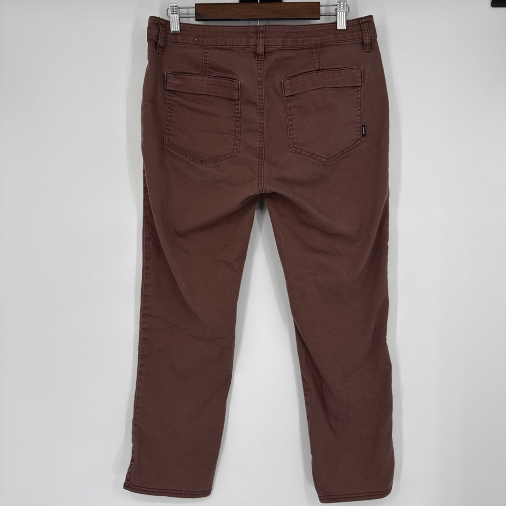 PrAna Kayla Crop Chino Pants Women's 10 Mid Rise Brown Hiking Durable Slit Hem - Picture 3 of 8